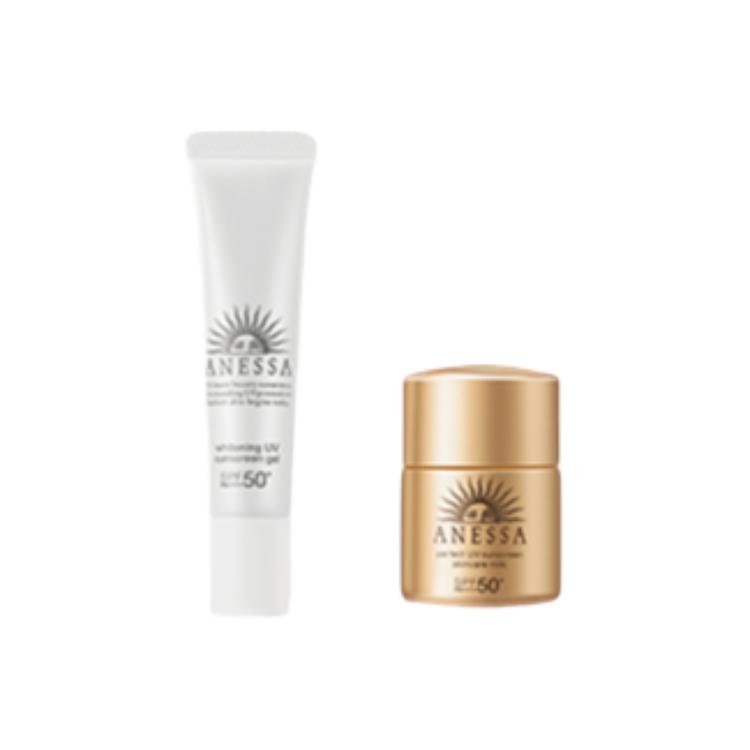 ANESSA ANRESHA Pink Gold Bottle 2020 Edition увлажняющий солнцезащитный крем питающий, освежающий 60мл+15г+12мл — фото 4