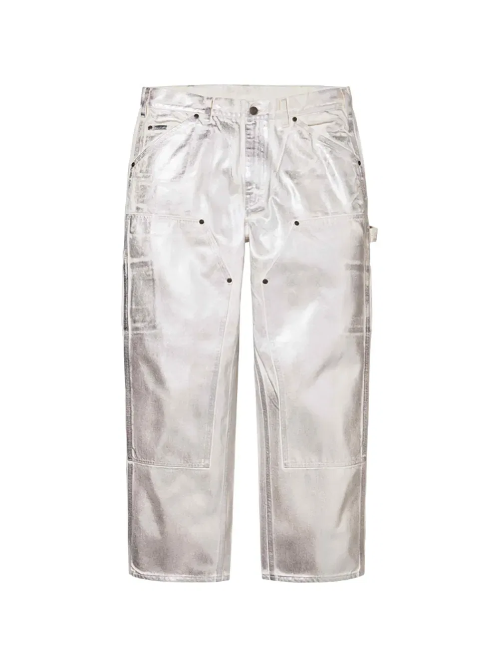X maison margiela фольгированные брюки с двойными коленями Supreme, серебро