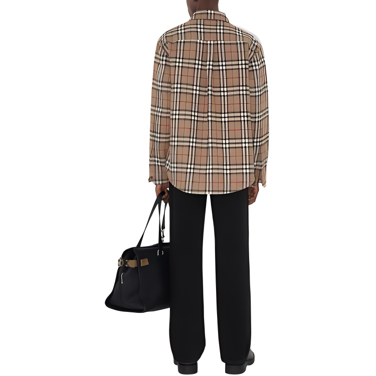 Рубашка Burberry с длинным рукавом в клетку на пуговицах, Орех — фото 4