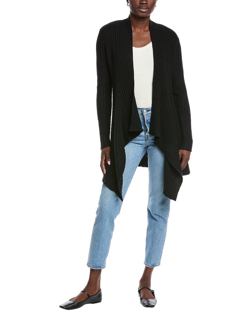 

Осенний кашемировый кардиган с ребристым драпом из смеси кашемира и шерсти Autumn Cashmere, черный