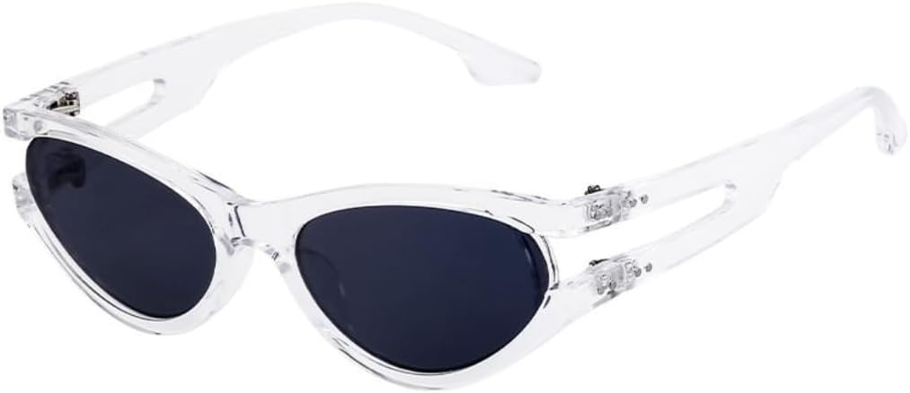 

Солнцезащитные очки «кошачий глаз» овальной формы для женщин и мужчин, роскошные солнцезащитные очки в стиле панк-ретро с защитой от УФ-излучения UV400 TOIPASTN, C8transparentwhite