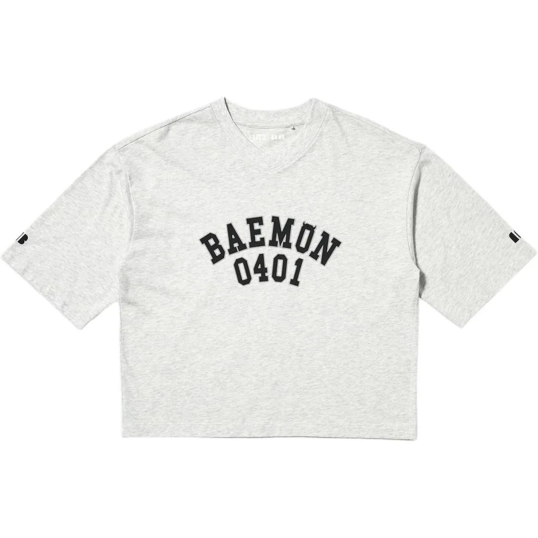 Футболка BABYMONSTER женская UNIQLO, светло-серый