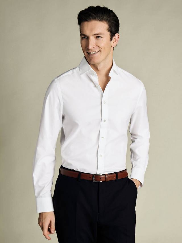 

Хлопковая рубашка Slim Fit с эффектом немнущейся ткани Charles Tyrwhitt, White