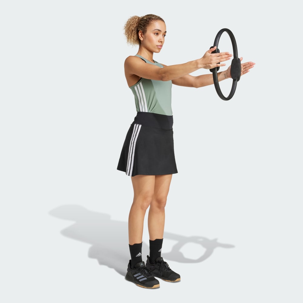 Юбка Adidas Train Essentials 3-Stripes Workout Skort, черный/белый — фото 3
