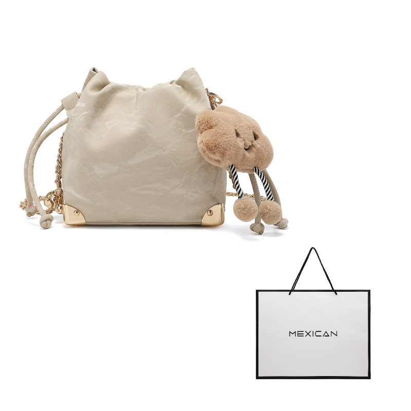 

Женская кожаная сумка кросс-боди MEXICAN, светлый априкот