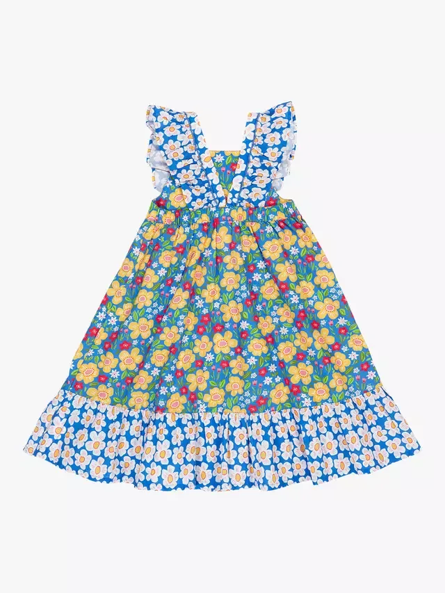 Детское многоярусное платье Одри, синее Frugi — фото 3