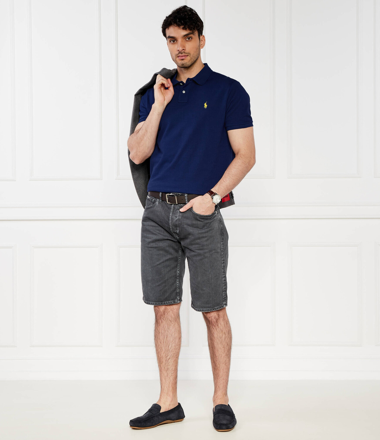 Поло POLO RALPH LAUREN Custom fit, темно-синий — фото 2