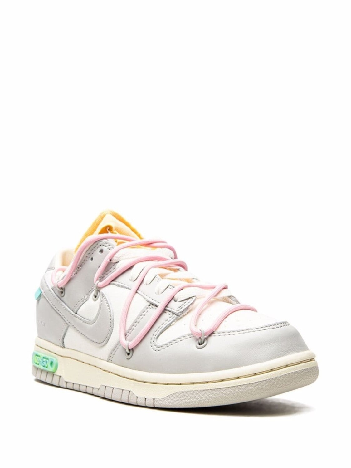 Кроссовки Nike х Off-White Dunk Low, белый/серый/оранжевый — фото 2
