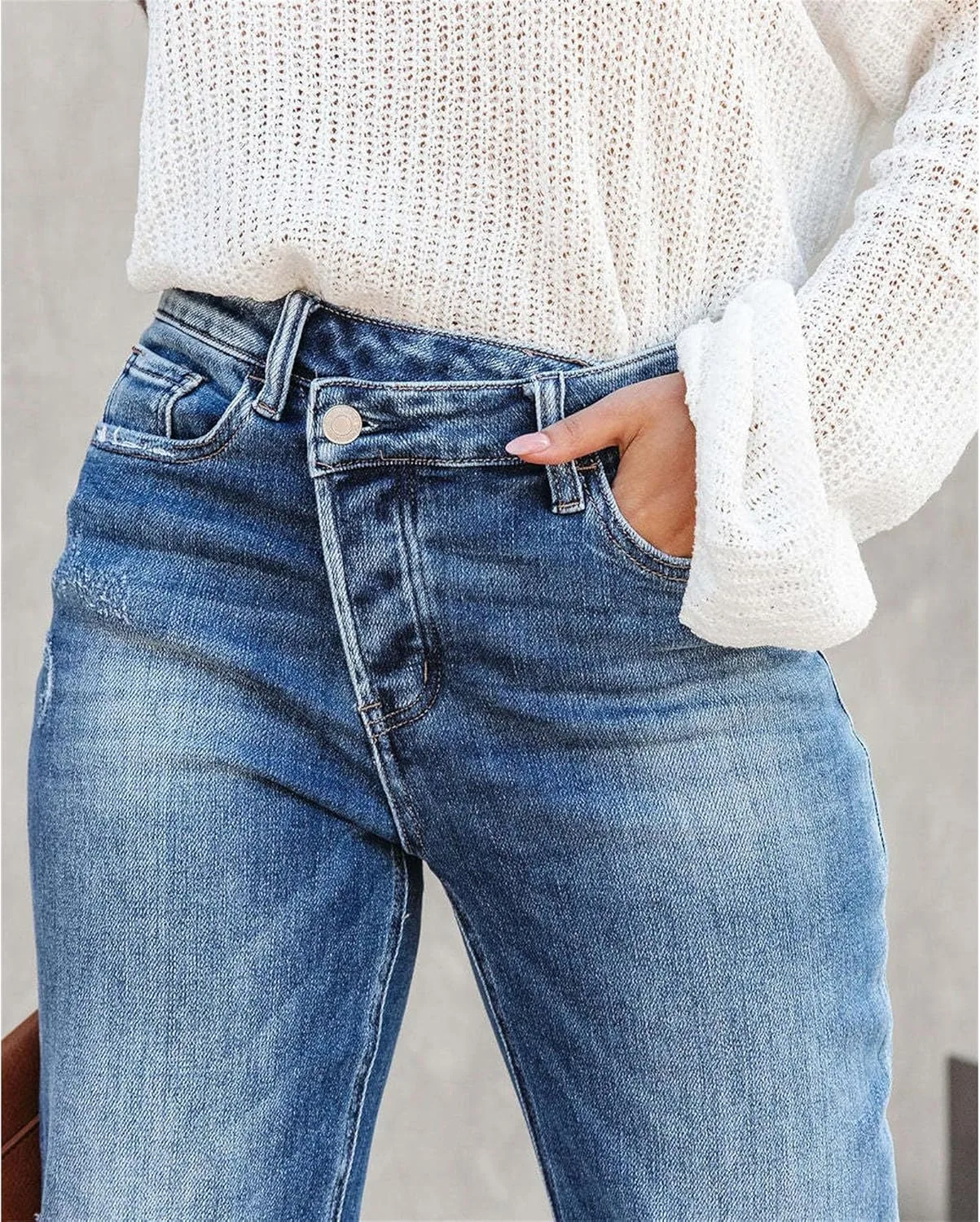 Женские джинсы Casual Fashion Loose Slim Stretch Fit High Waist Straight Leg — фото 3