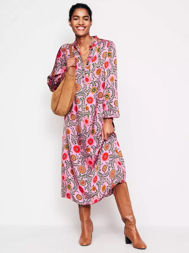 

Платье Boden Jasmine Floral Satin Midi, цвет mauve/multi