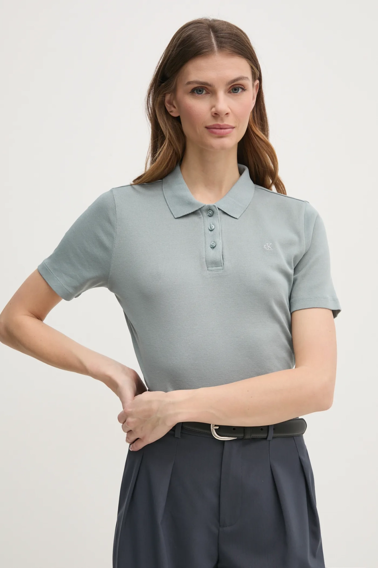 

Хлопковая рубашка-поло Calvin Klein Jeans, серый
