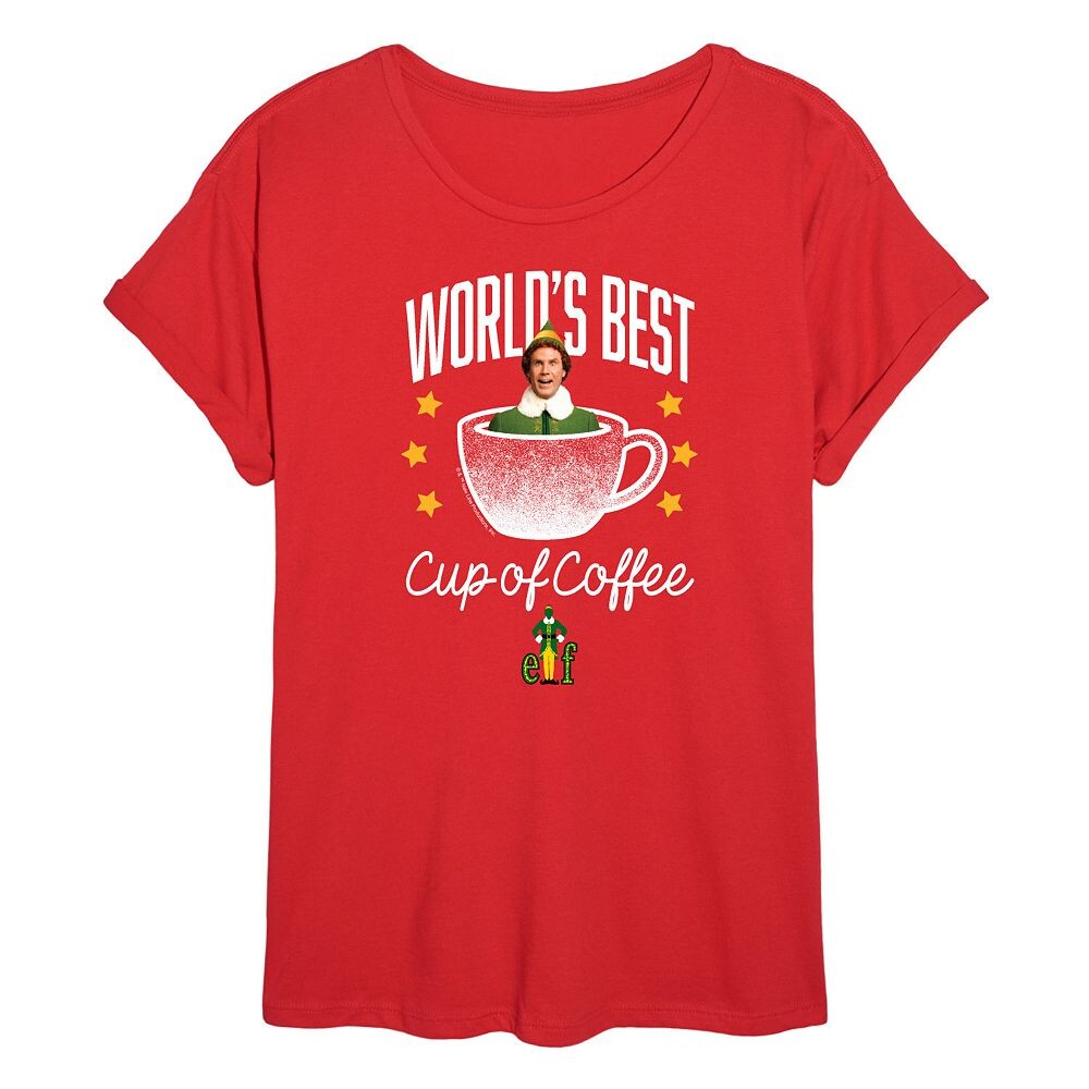 

Футболка большого размера для юниоров Elf World's Best Cup Of Coffee Licensed Character, красный