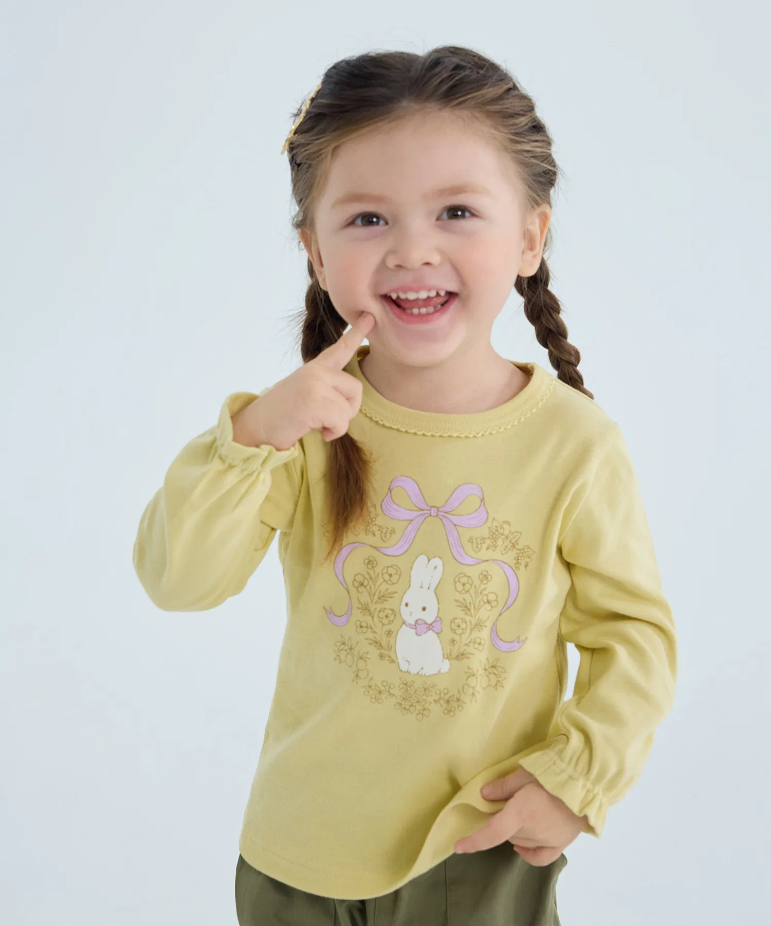 Детская футболка с длинным рукавом Combimini с принтом Усаги жёлтая