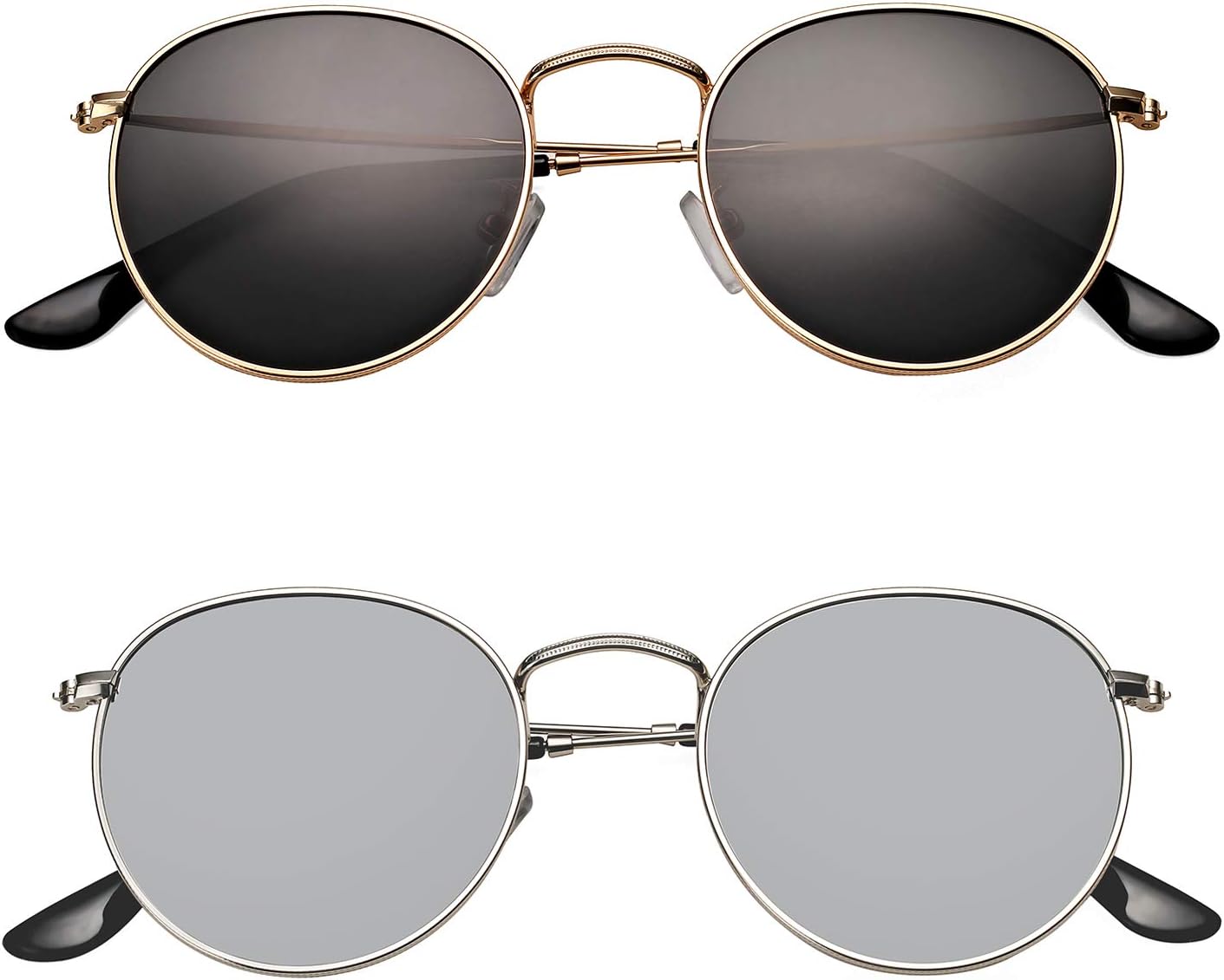 

Солнцезащитные очки PROUDDEMON маленькие круглые поляризованные для женщин, защита UV400, зеркальные линзы, металлическая оправа, Gold Frame Black Lens/Silver Frame Silver Lens