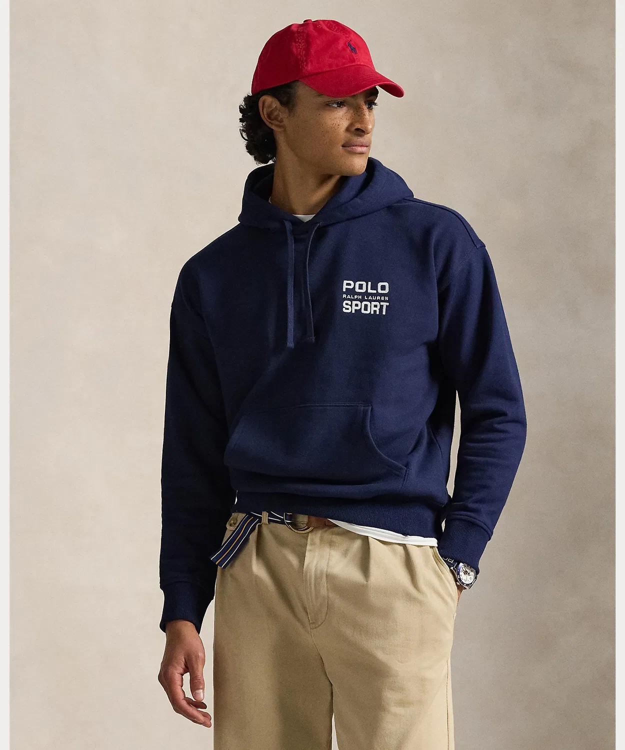 Толстовка Relaxed Fit Polo Sport флисовая с капюшоном Ralph Lauren, тёмно-синяя — фото 3