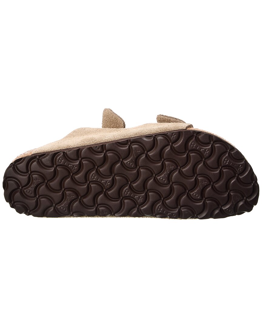 Сандалии Birkenstock Arizona Narrow Fit из кожи и замши со стелькой, серо-коричневый — фото 4
