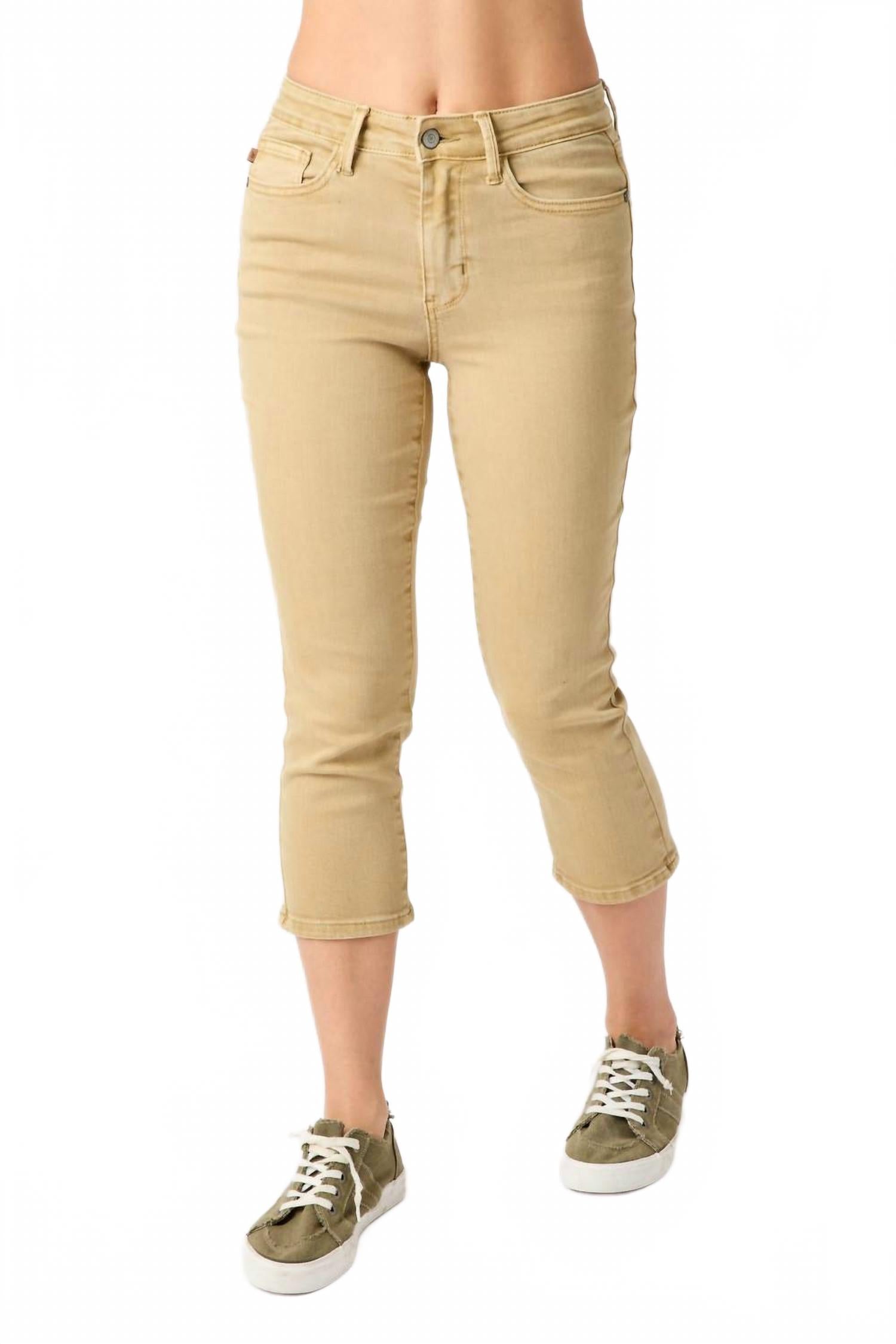 

Капри джинсы плюс миди окрашенные в цвет хаки Judy Blue