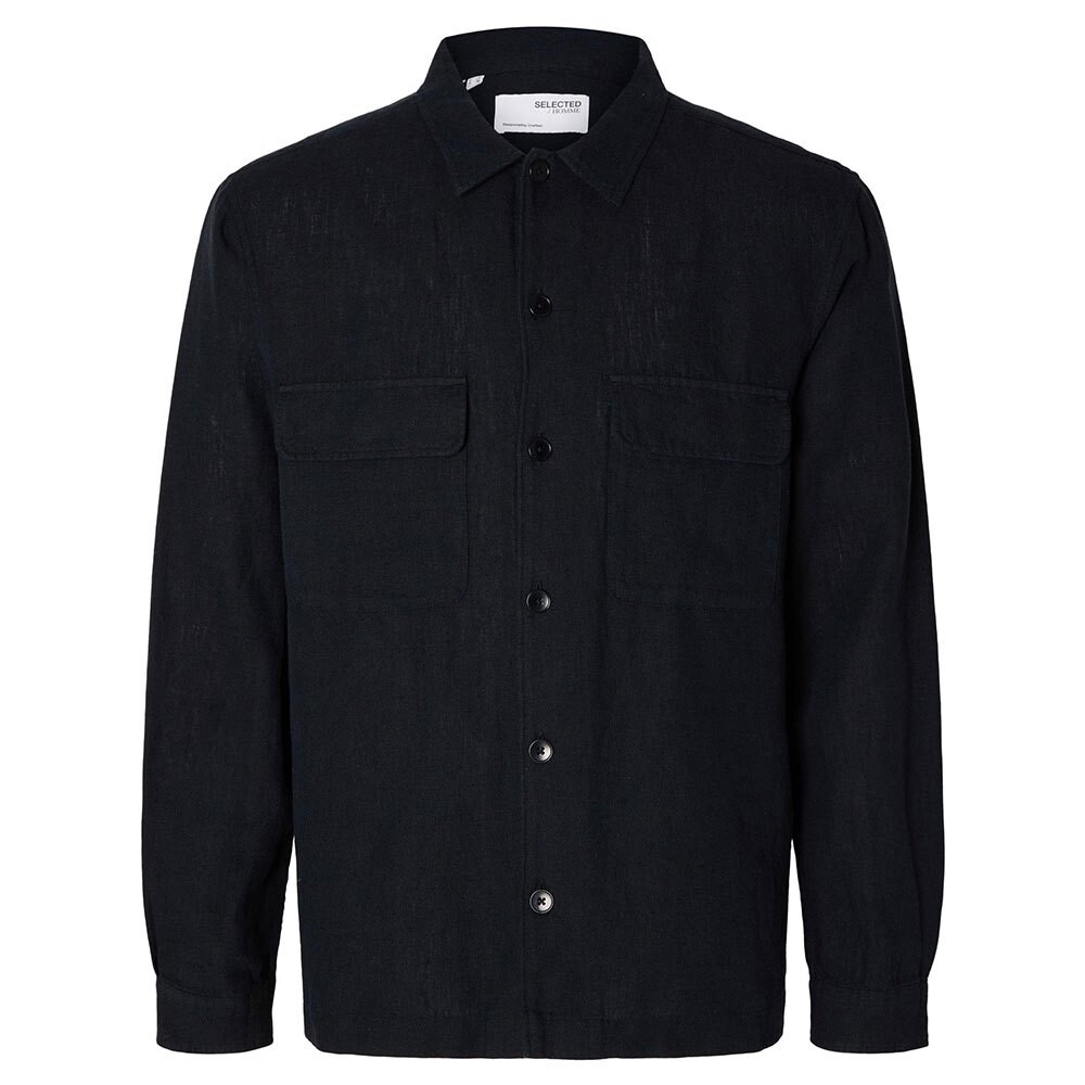 

Куртка Selected Mads-Linen overshirt, черный