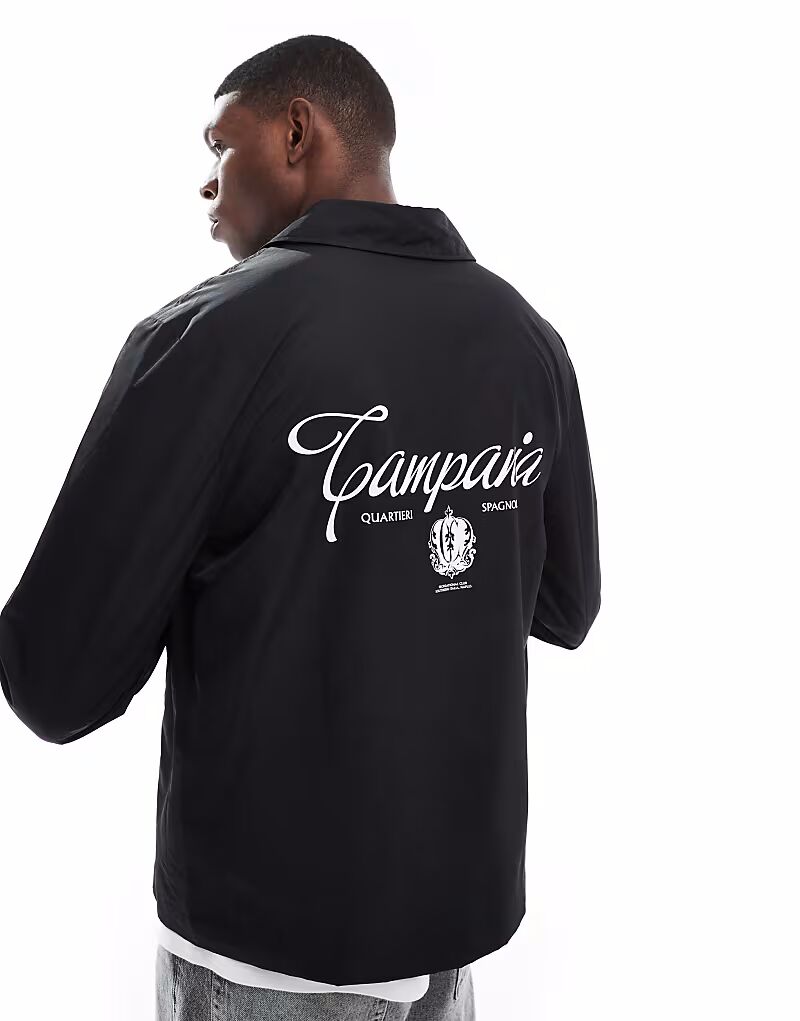 

Легкая университетская куртка харрингтон ASOS DESIGN с принтом на спине черного цвета, Черный, Легкая университетская куртка харрингтон ASOS DESIGN с принтом на спине черного цвета
