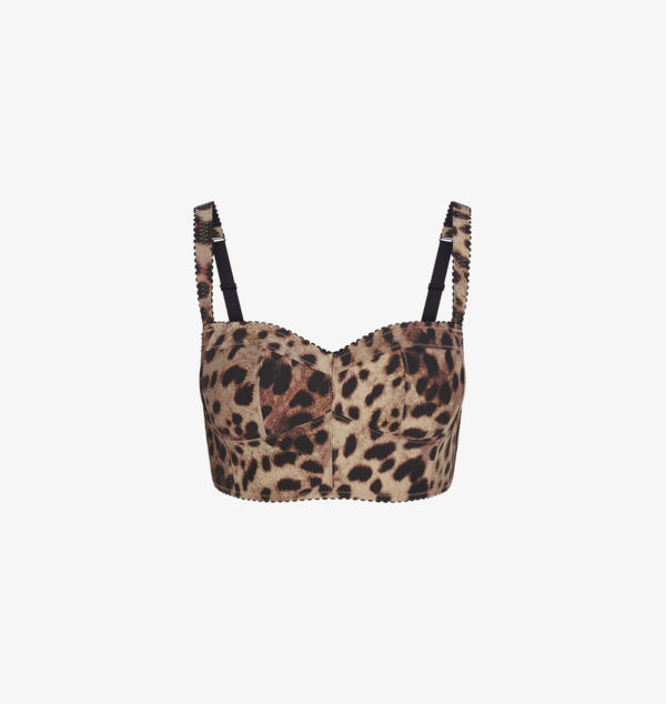 

Укороченный топ из эластичного трикотажа с отделкой пико Dolce & Gabbana x skims Skims, цвет leopard