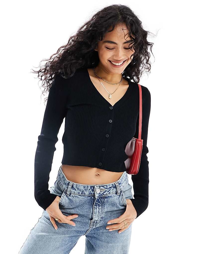 

Vero Moda – Черный кардиган в рубчик