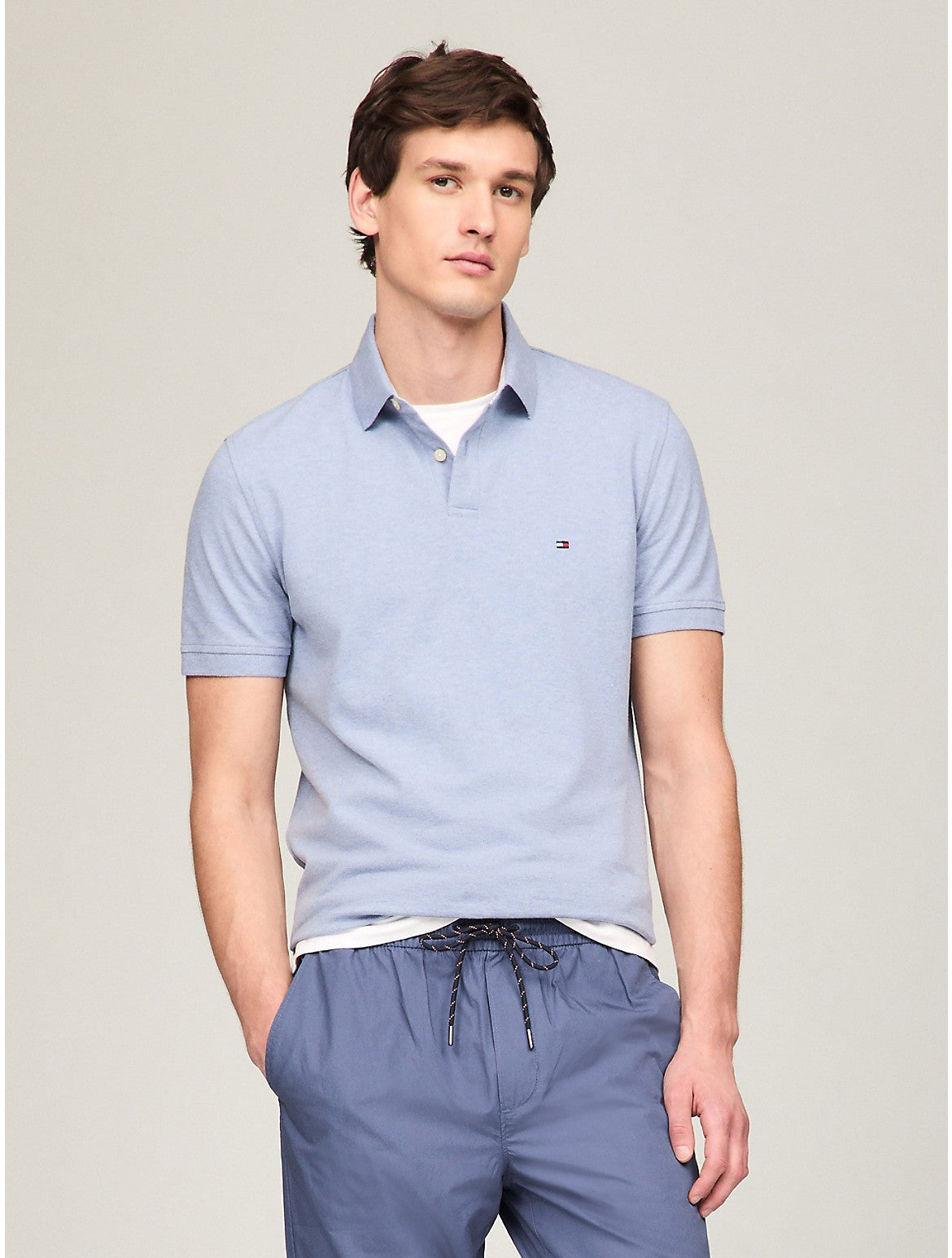 

Мужское поло Tommy Hilfiger Regular Fit Stretch Pique Polo, цвет medium blue heather