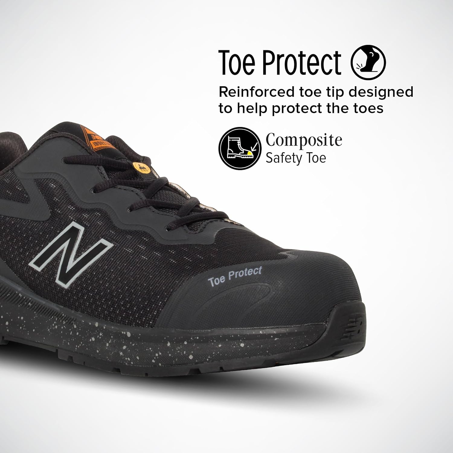 Мужские ботинки New Balance с композитным носком - противоскользящие, защищают от электричества, устойчивы к проколам - для промышленности и строительства, черный — фото 2
