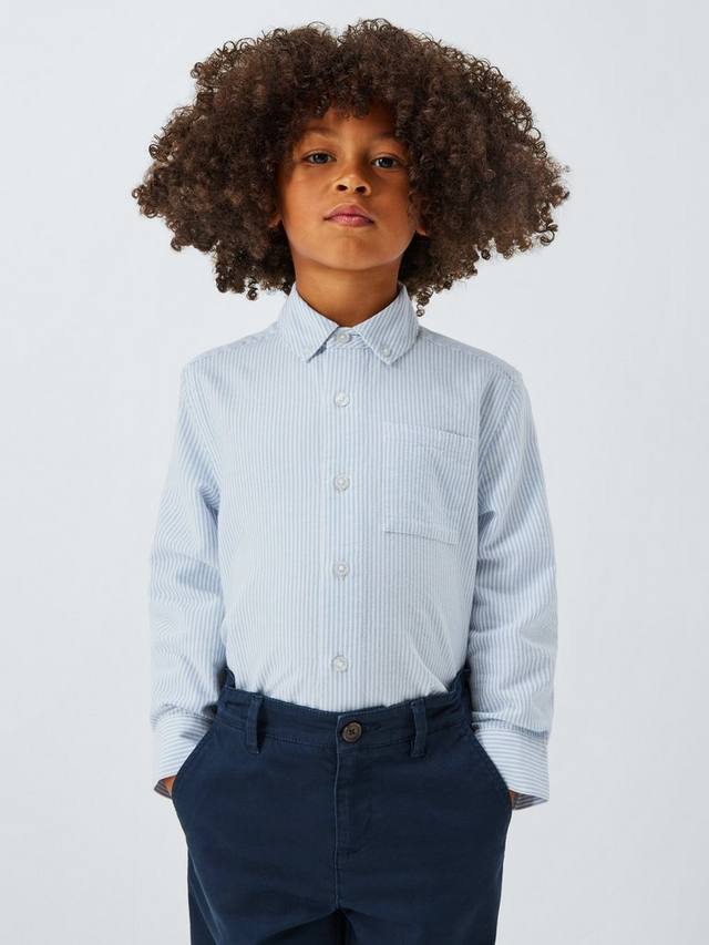 

Детская полосатая рубашка Oxford John Lewis Heirloom Collection, Light Blue