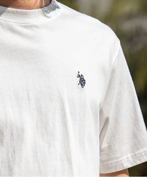 Мужская футболка U.S. POLO ASSN. с круглым вырезом и логотипом тёмно-зелёная — фото 4
