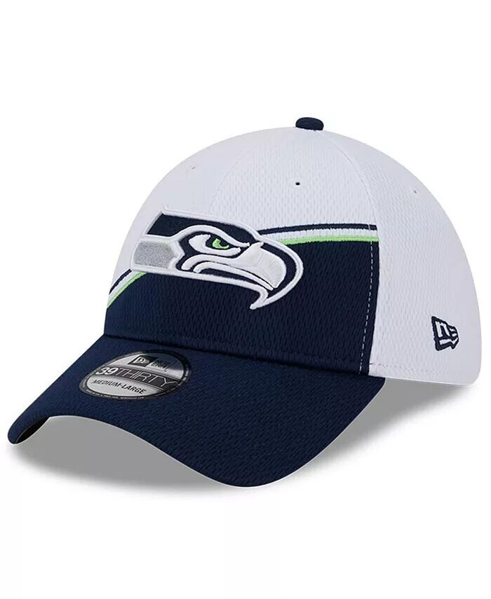 

Мужская белая, темно-синяя кепка Seattle Seahawks 2023 NFL Sideline 39THIRTY Flex Hat New Era, синий