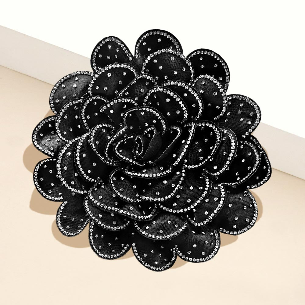 

Брошь-цветок с блестками / заколка для волос Fashnzfab, черный/прозрачный