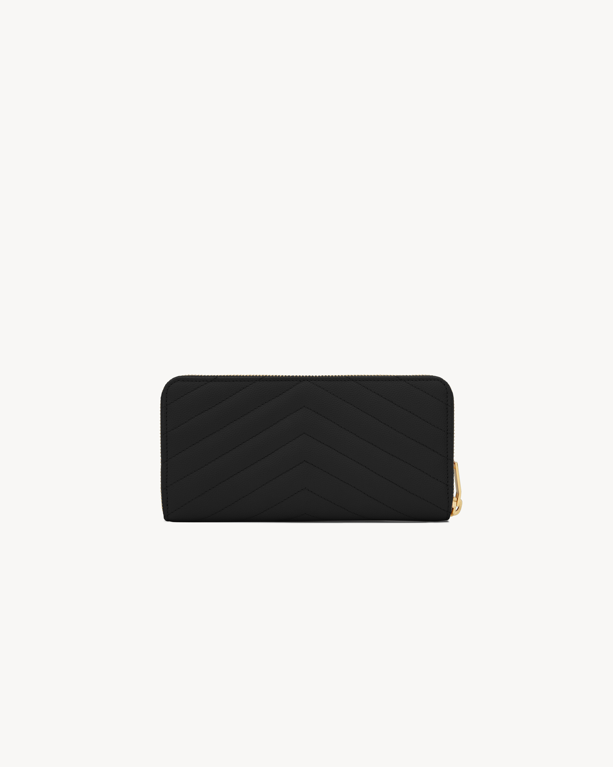 Кошелек на молнии Cassandre Matelasse из зернистой кожи Grain de Poudre Saint Laurent, черный — фото 2