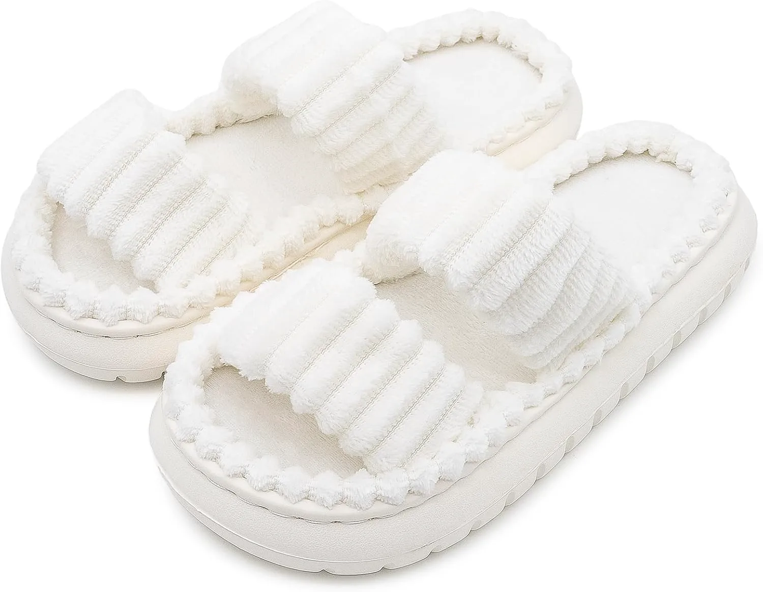 Тапочки ISZPLUSH из вельвета для женщин - домашние тапочки с эффектом облака, с ортопедической поддержкой свода стопы, подошва из противоскользящего ЭВА - для дома и улицы, для спальни, больницы, ухода, белый
