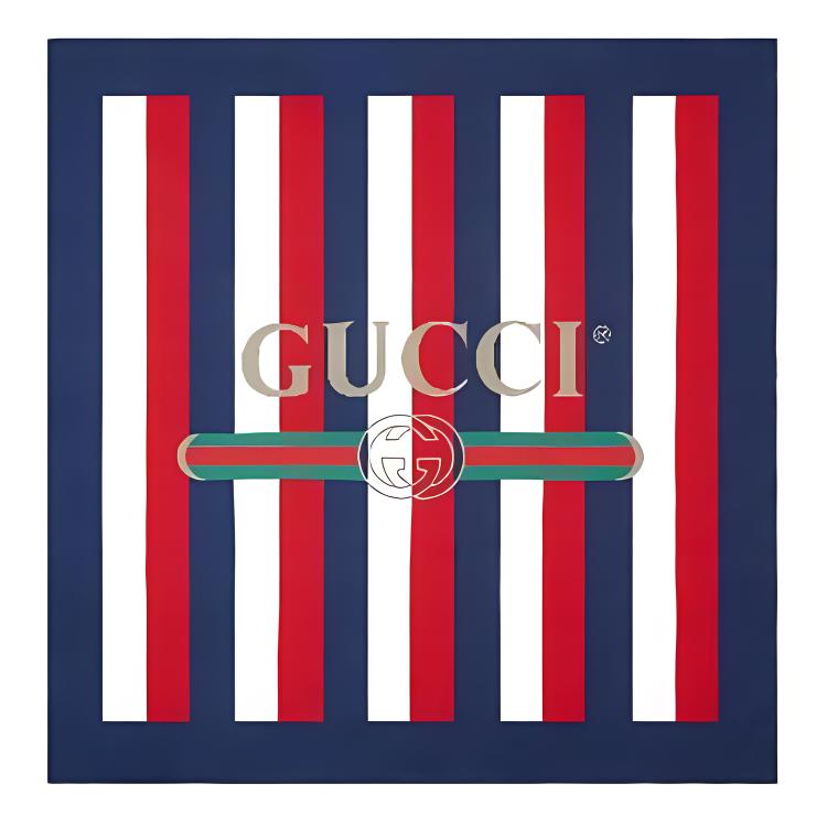 

GUCCI Женский шелковый шарф из коллекции Pre Fall, синие, с белыми надписями