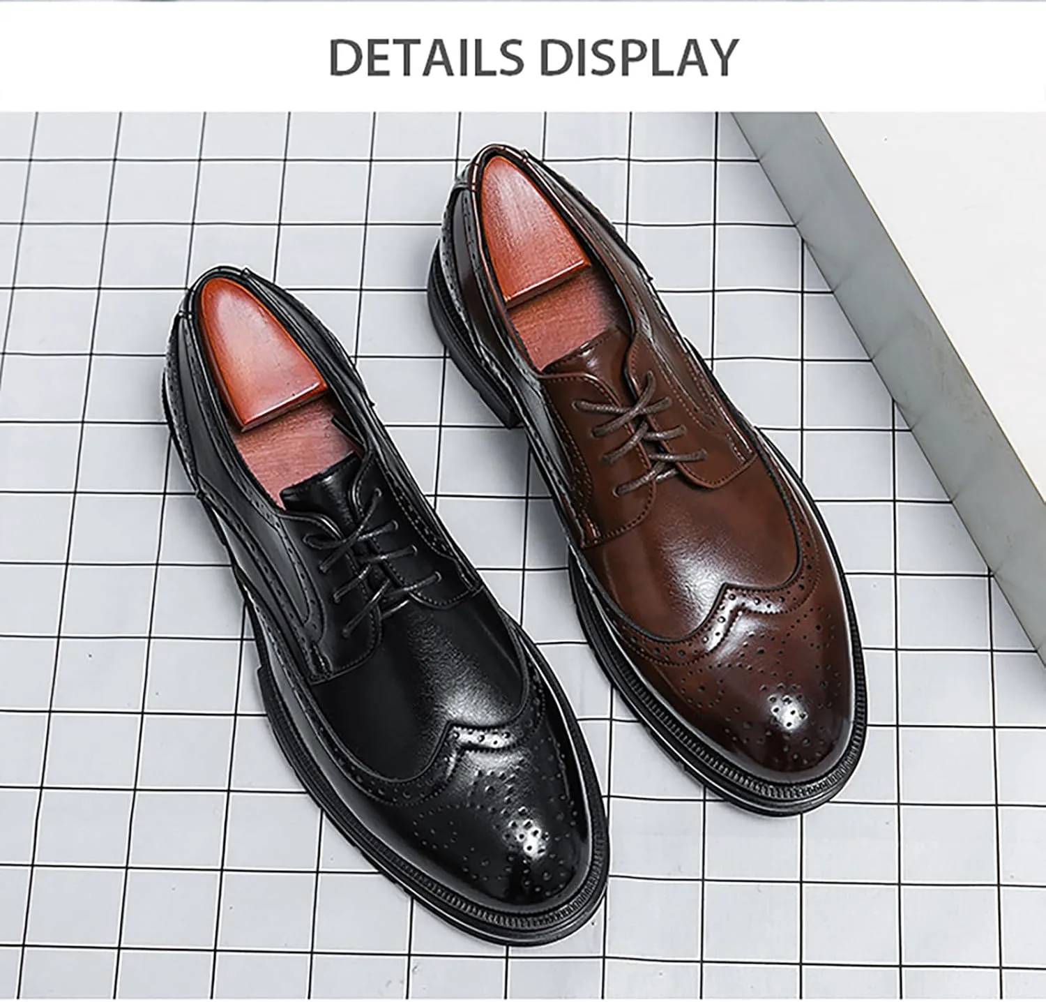 

Мужские модные оксфорды с крыльями, современная кожаная обувь, черные деловые повседневные туфли на платформе, удобные ретро-туфли с шнуровкой для смокинга SYNTHESIS, коричневый