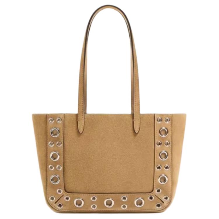 Valentino Женская мини-сумка из замши теплого коричневого цвета — фото 3