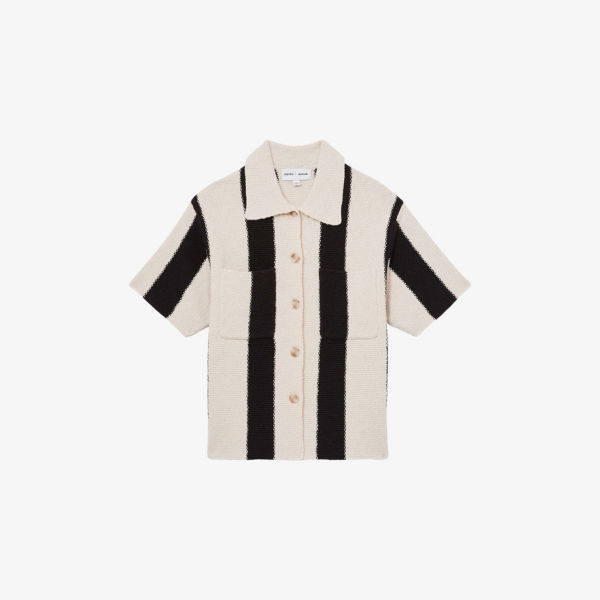 

Топ Reiss x les 100 ciels полосатый вязаный на пуговицах, черный
