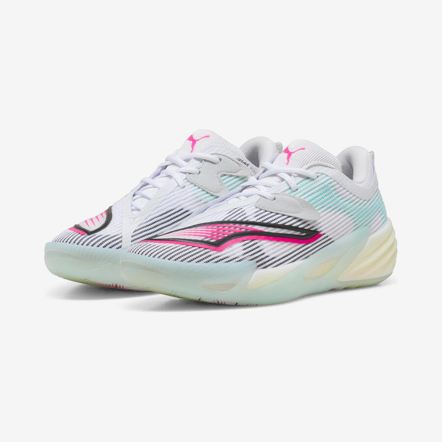 Баскетбольные кроссовки женские/мужские – PUMA All-Pro Nitro 2 белые/зелёные — фото 2