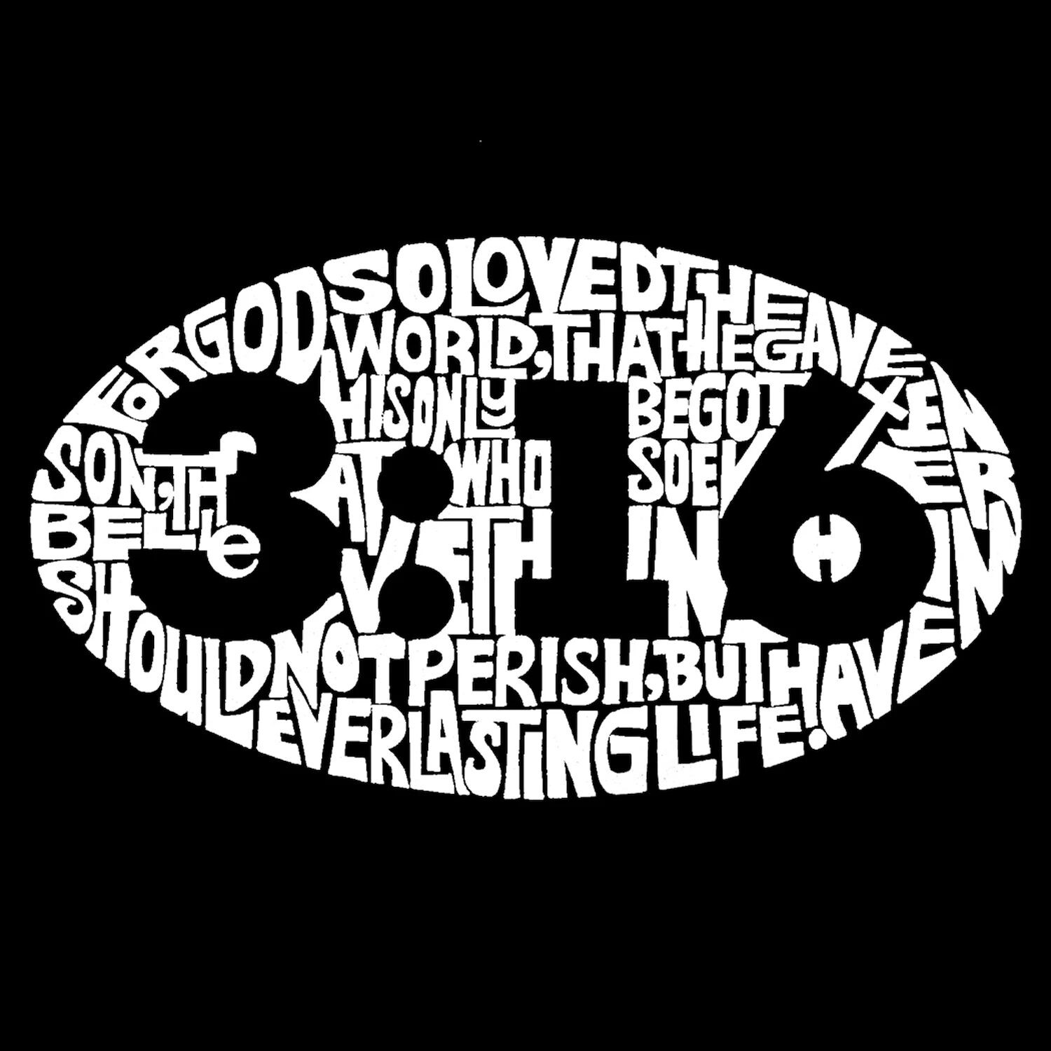 

Иоанна 3:16 — Мужская футболка с длинным рукавом Word Art LA Pop Art