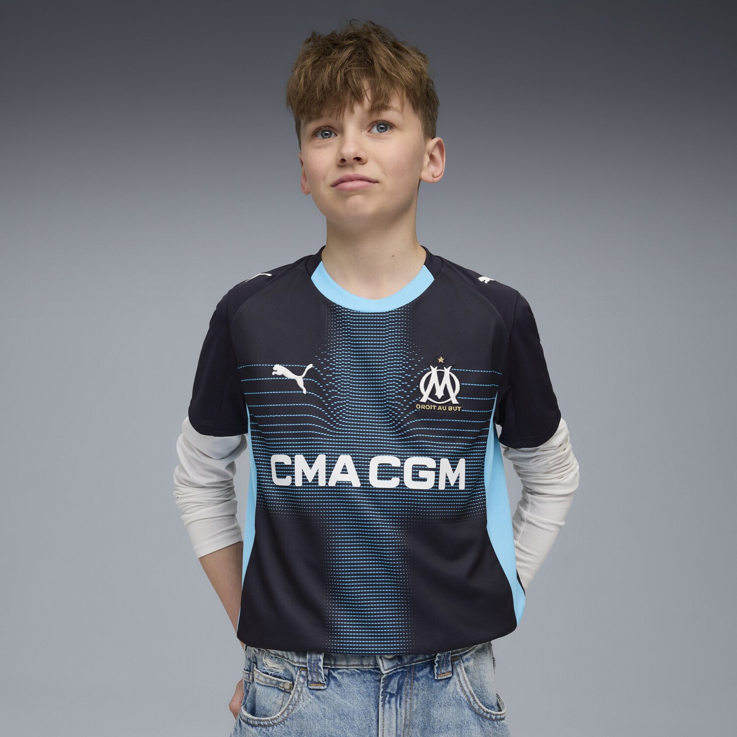 PUMA Футболка 'Olympique de Marseille 25/26' в синем и светло-голубом цветах — фото 3