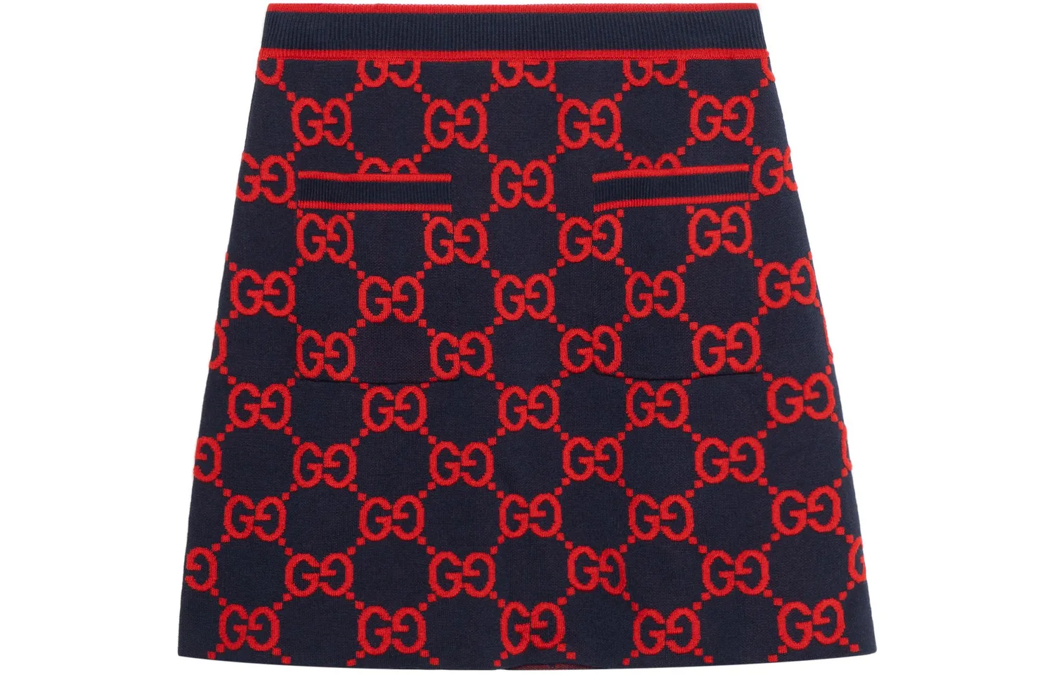 Юбка GUCCI из шерстяного жаккарда, с фактурным плетением, Ink Red Color