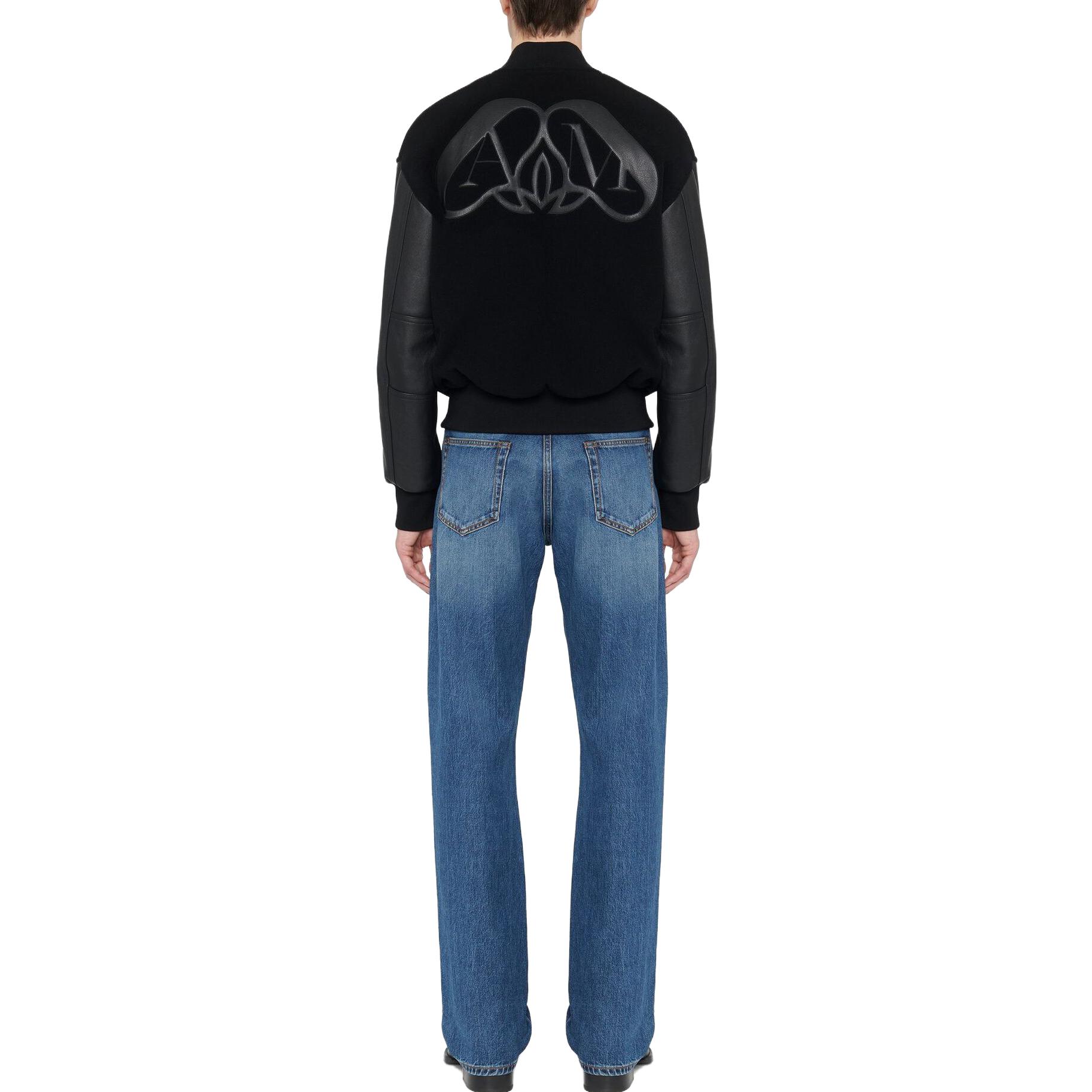Alexander McQueen Кожаная куртка-бомбер с нашивкой логотипа, Black — фото 4
