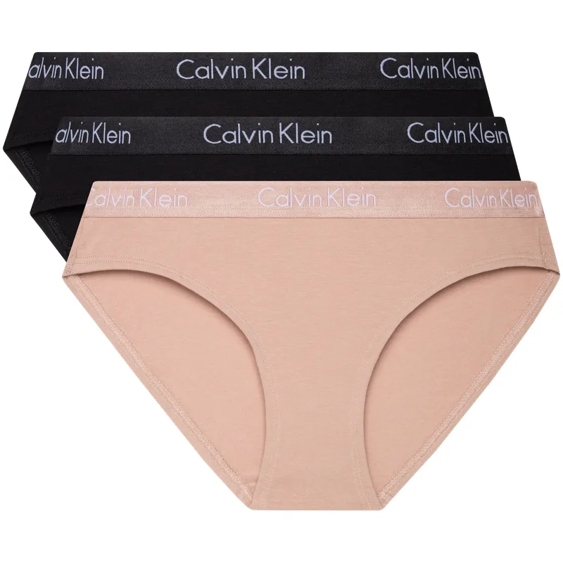 Женские трусы 3 Pack Calvin Klein, sq3-natural skin/space черный/space черный