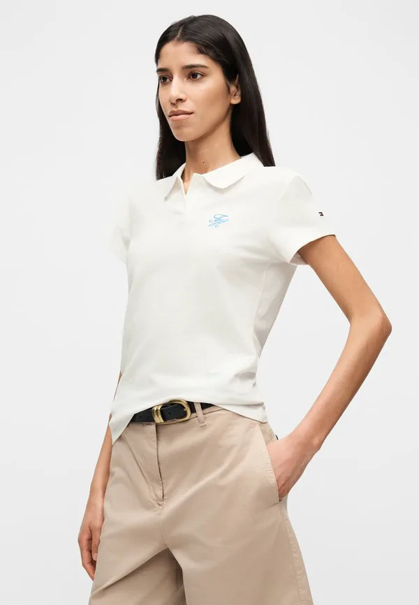 Поло-Рубашка приталенного кроя 1985 года с вышитым логотипом. Tommy Hilfiger, Ecru — фото 4