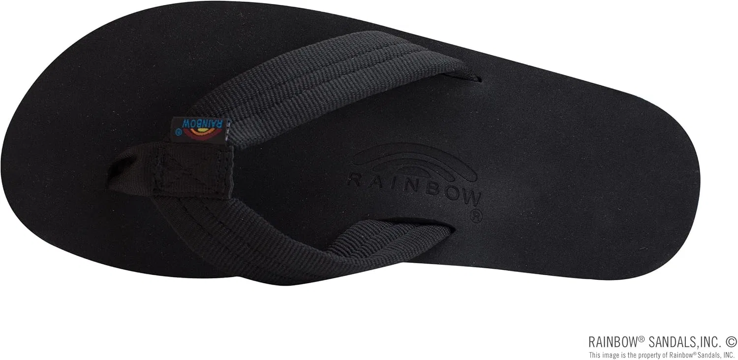 Мужские кожаные сандалии Rainbow с однослойным широким ремешком и поддержкой свода стопы Rainbow Sandals, Black — фото 3