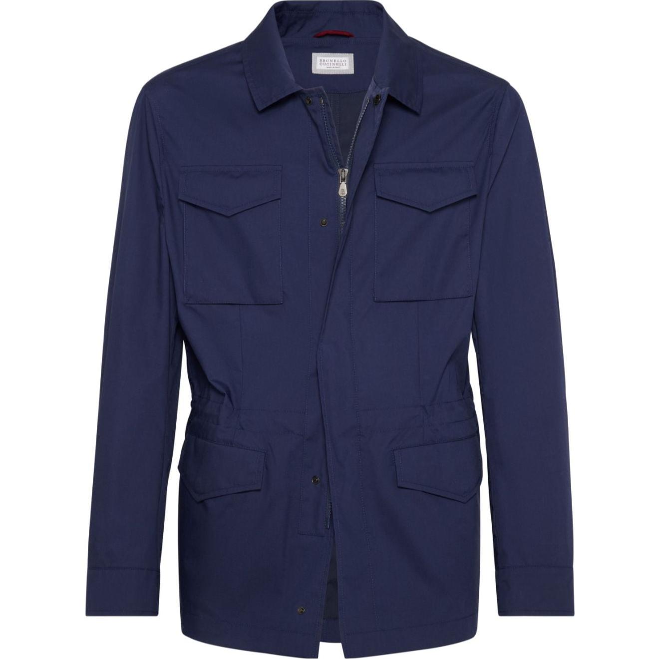 

Рубашка-куртка с завязками на талии Brunello Cucinelli, темно-синий черный