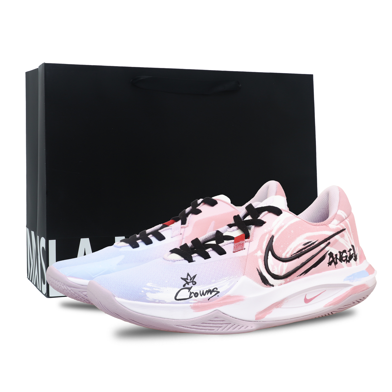 

Nike Precision 6, амортизация, устойчивость к истиранию, дышащий, полное покрытие, низкие баскетбольные кроссовки для мужчин, pink blue