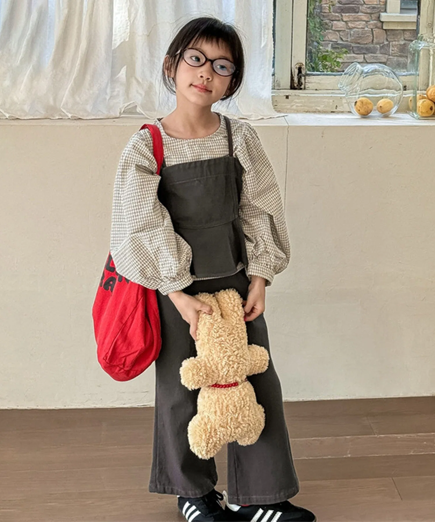 【aimoha-KIDS-】Детский комплект из бюстгальтера с оборками и полушироких брюк (SS)