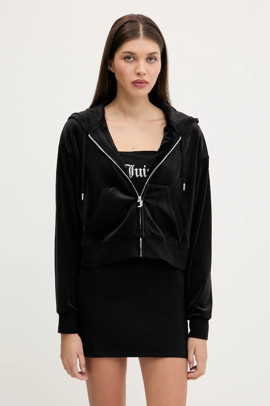 

Вельветовая толстовка BRENDAL CROP OVERSIZED HOODIE Juicy Couture, черный