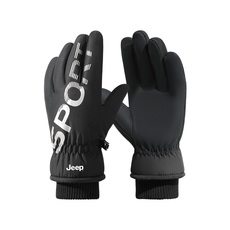 

Спортивные перчатки из полиэстера для мужчин Jeep, черный with серый logo